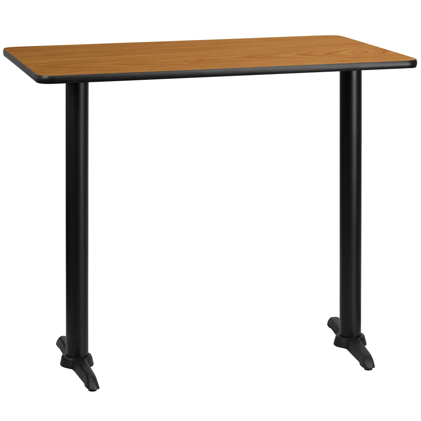 Stiles 30'' x 48'' Rectangular Natural Laminate Table Top with 5'' x 22'' Bar Height Table Bases Natural