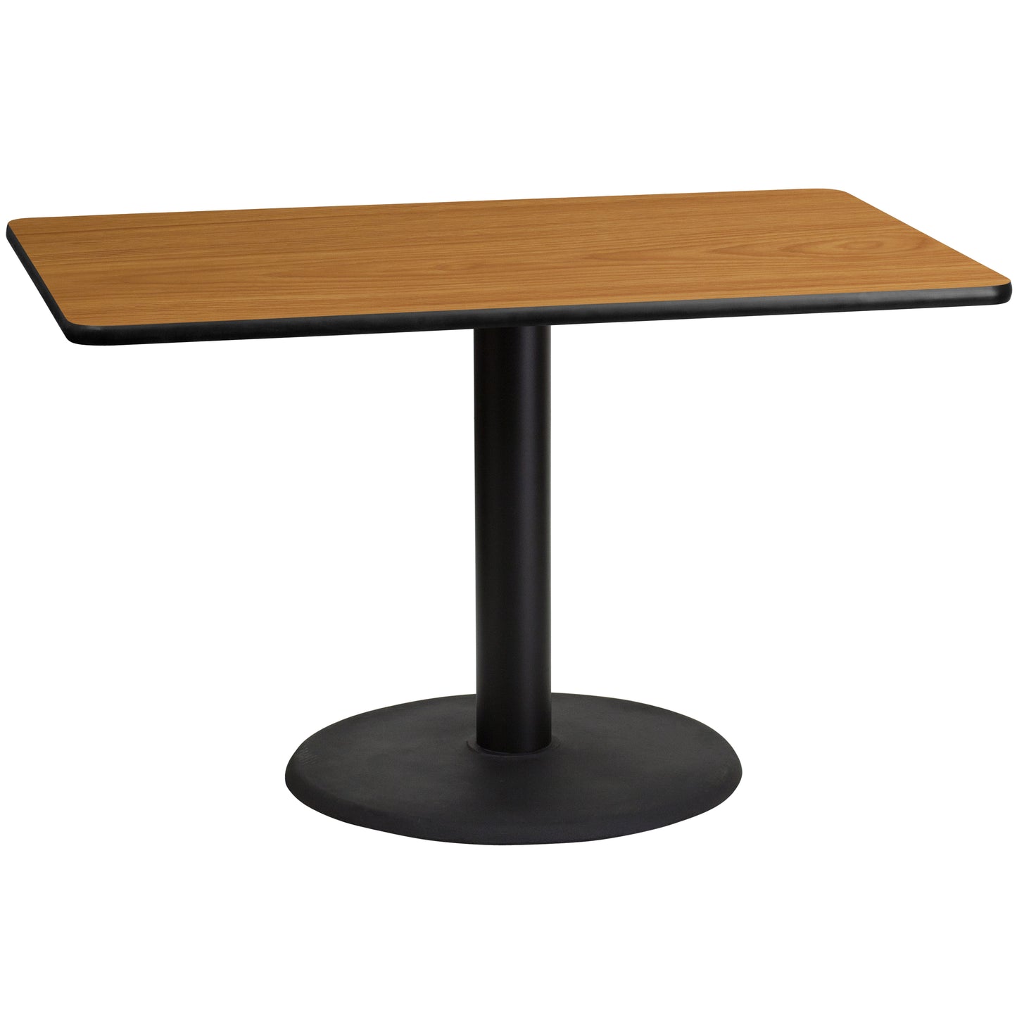 Graniss 30'' x 48'' Rectangular Natural Laminate Table Top with 24'' Round Table Height Base Natural