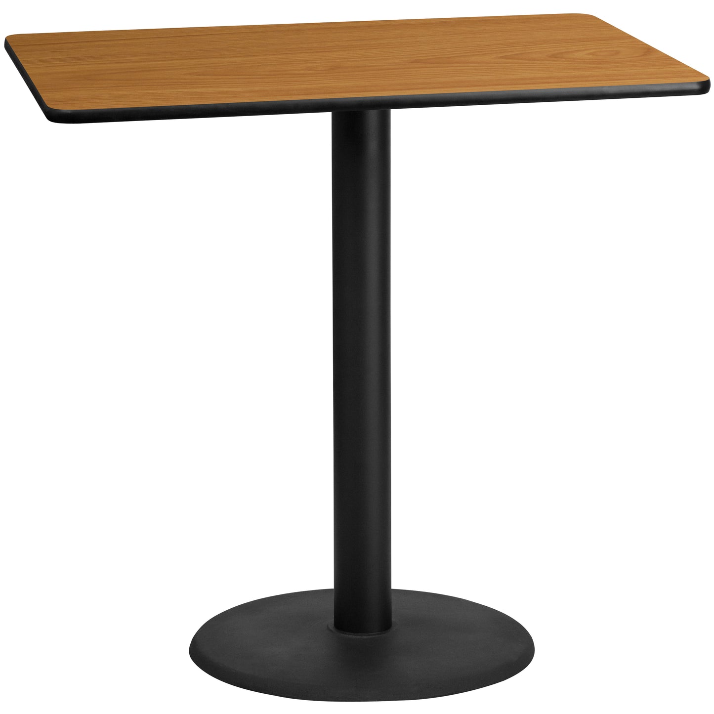 Stiles 30'' x 48'' Rectangular Natural Laminate Table Top with 24'' Round Bar Height Table Base Natural