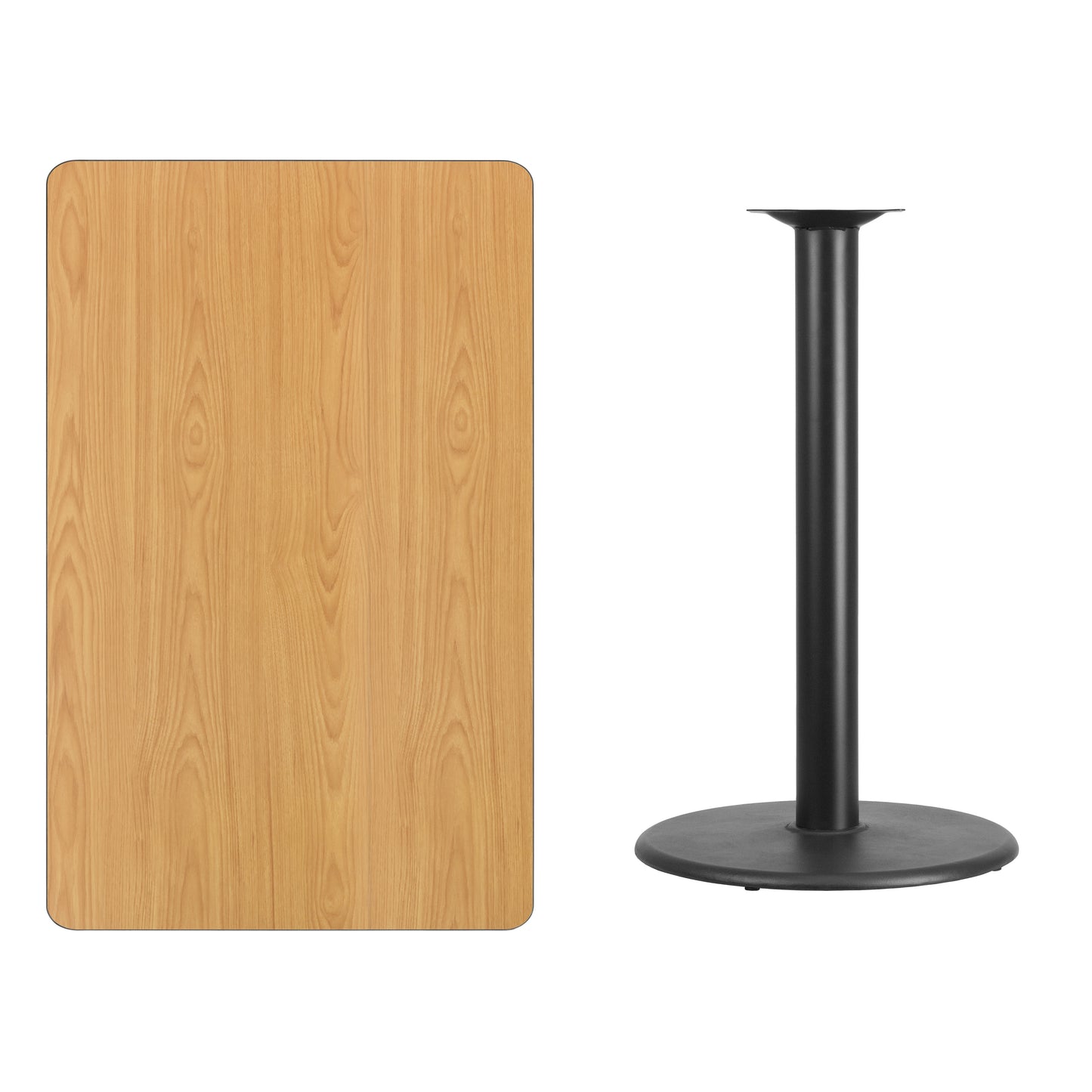 Stiles 30'' x 48'' Rectangular Natural Laminate Table Top with 24'' Round Bar Height Table Base Natural