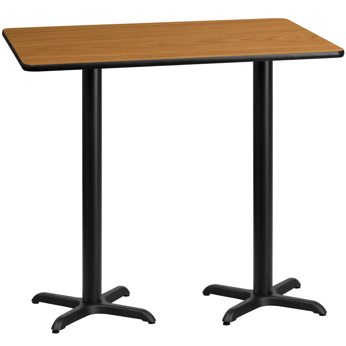 Stiles 30'' x 60'' Rectangular Natural Laminate Table Top with 22'' x 22'' Bar Height Table Bases Natural