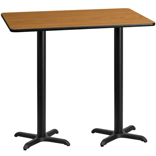 Stiles 30'' x 60'' Rectangular Natural Laminate Table Top with 22'' x 22'' Bar Height Table Bases Natural