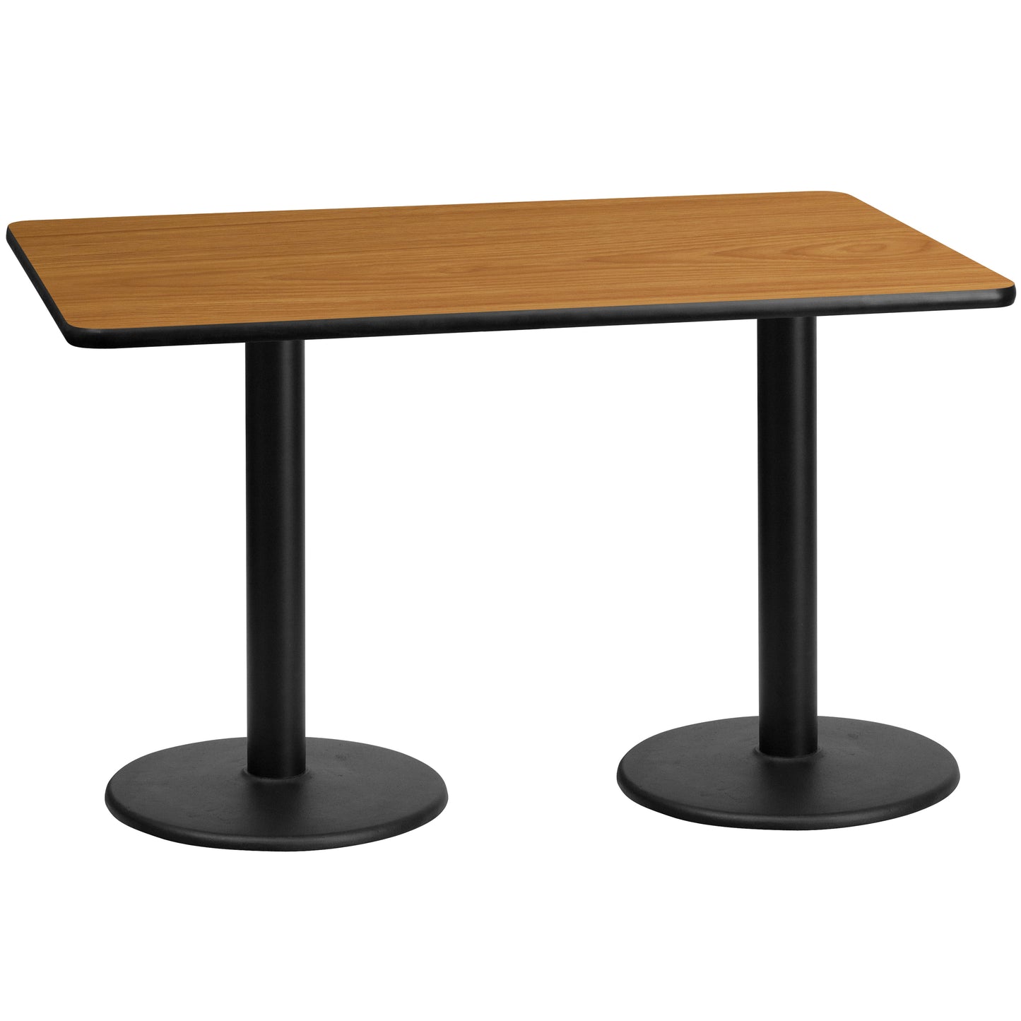 Graniss 30'' x 60'' Rectangular Natural Laminate Table Top with 18'' Round Table Height Bases Natural