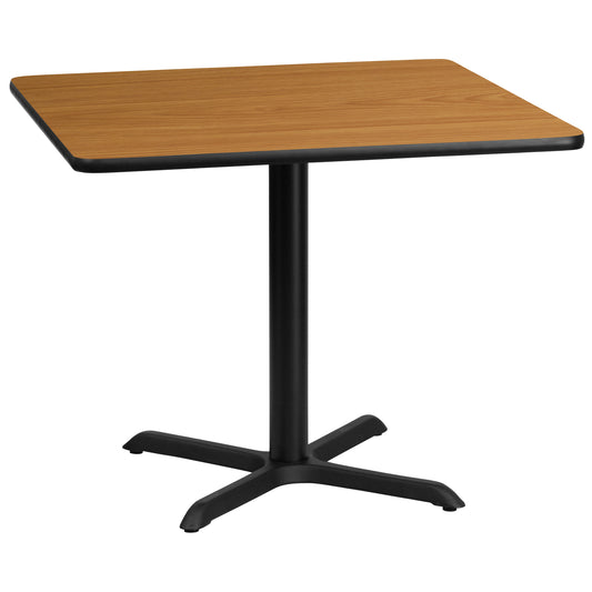 Graniss 36'' Square Natural Laminate Table Top with 30'' x 30'' Table Height Base Natural