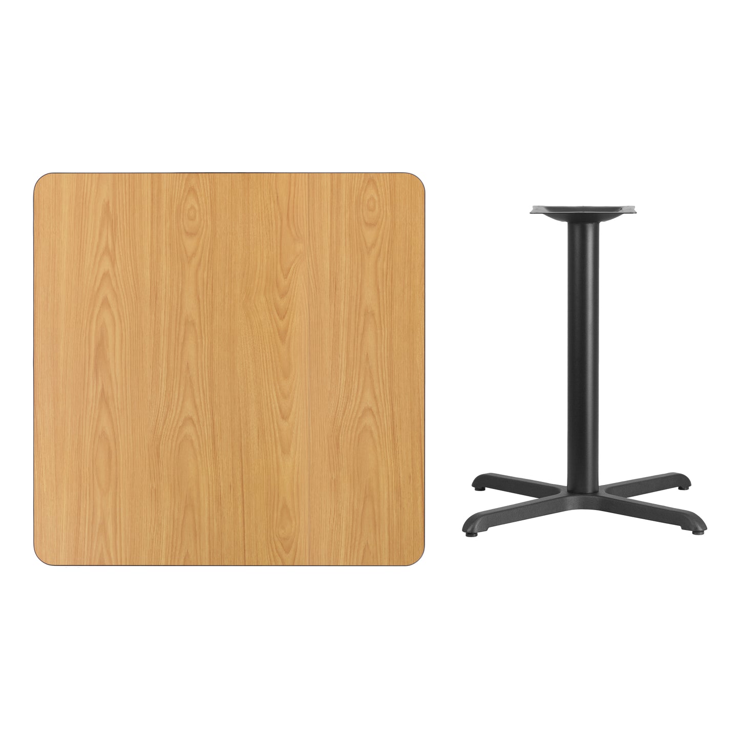 Graniss 36'' Square Natural Laminate Table Top with 30'' x 30'' Table Height Base Natural
