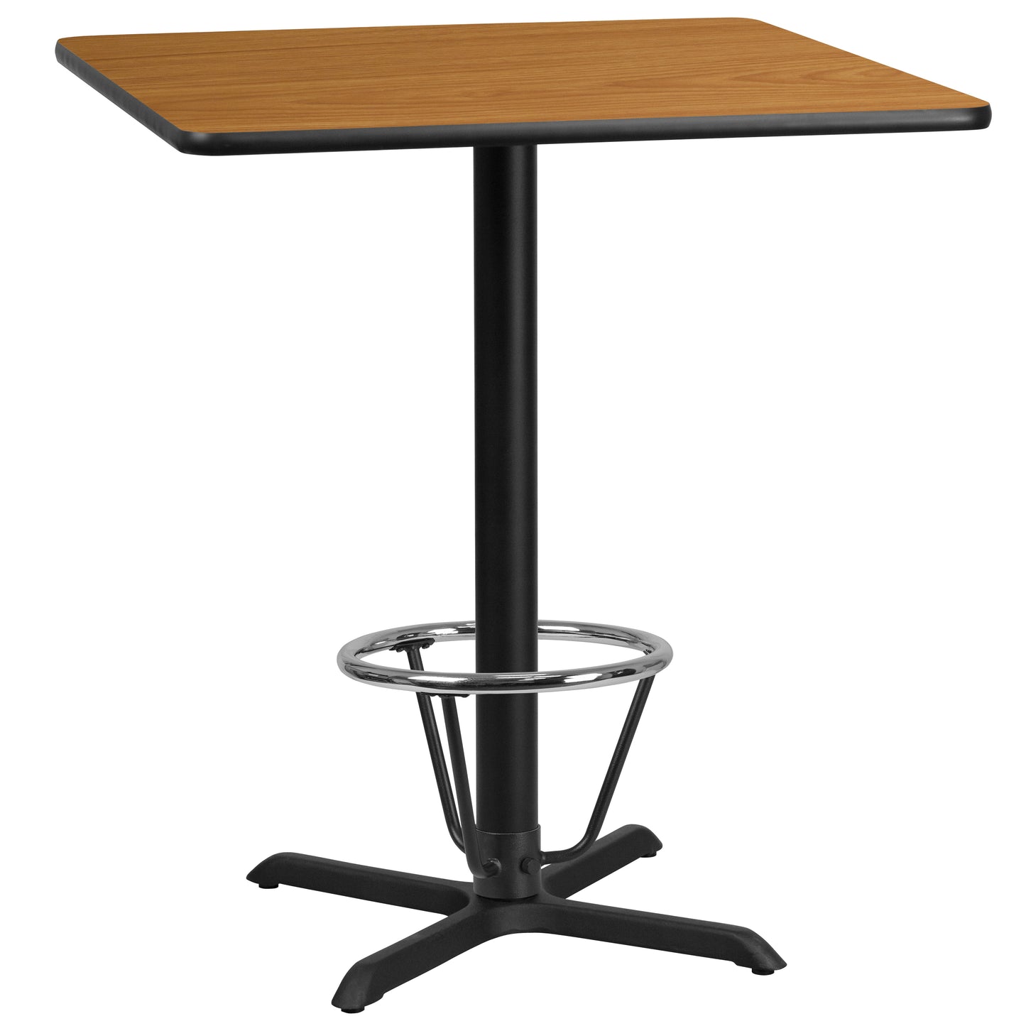 Stiles 36'' Square Natural Laminate Table Top with 30'' x 30'' Bar Height Table Base and Foot Ring Natural
