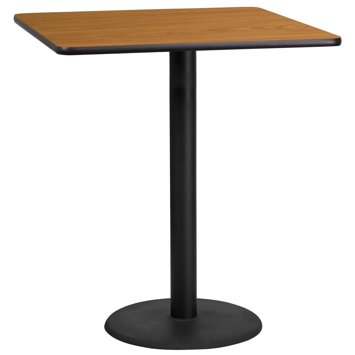 Stiles 36'' Square Natural Laminate Table Top with 24'' Round Bar Height Table Base Natural