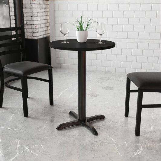 Stiles 24'' Round Black Laminate Table Top with 22'' x 22'' Table Height Base Black