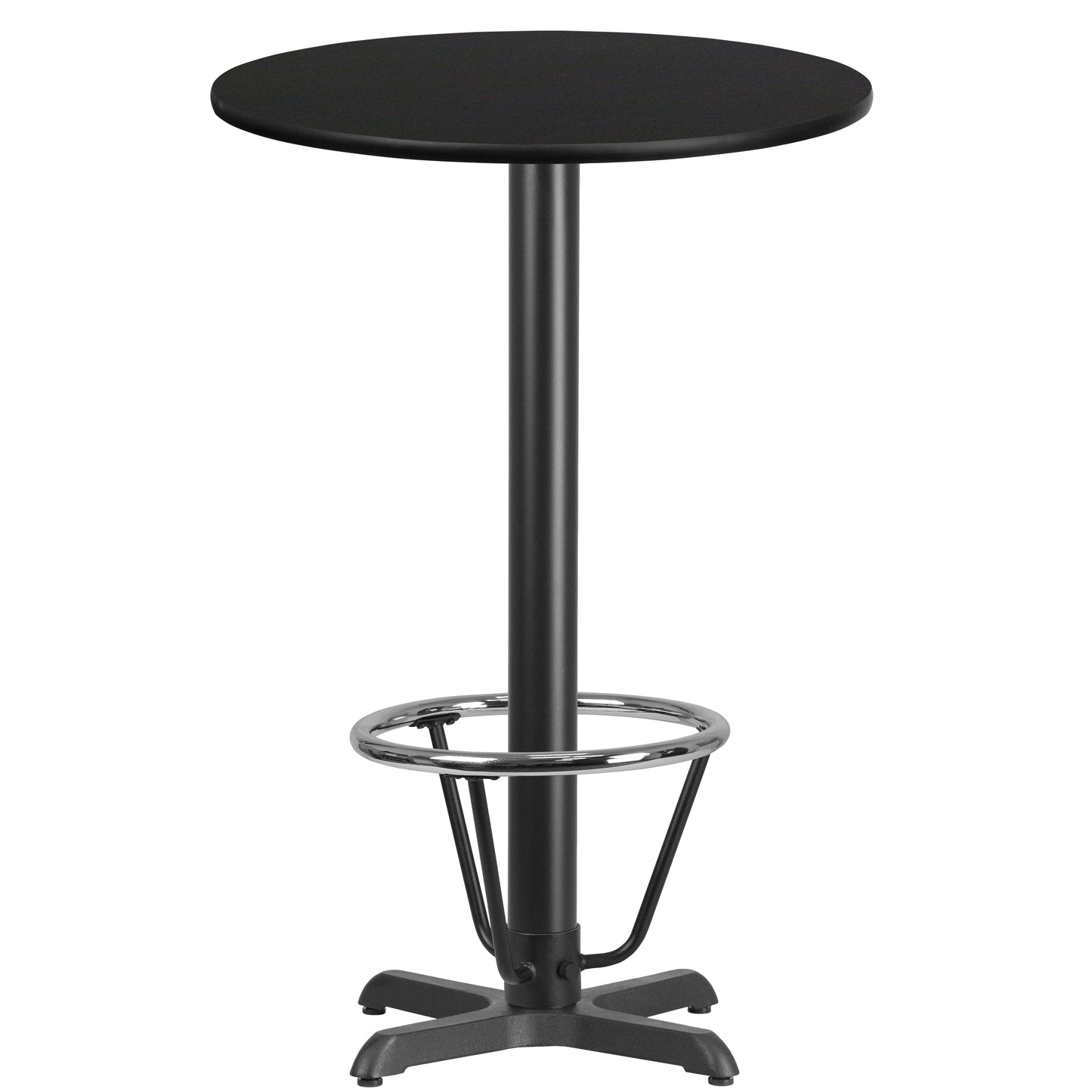 Stiles 24'' Round Black Laminate Table Top with 22'' x 22'' Bar Height Table Base and Foot Ring Black