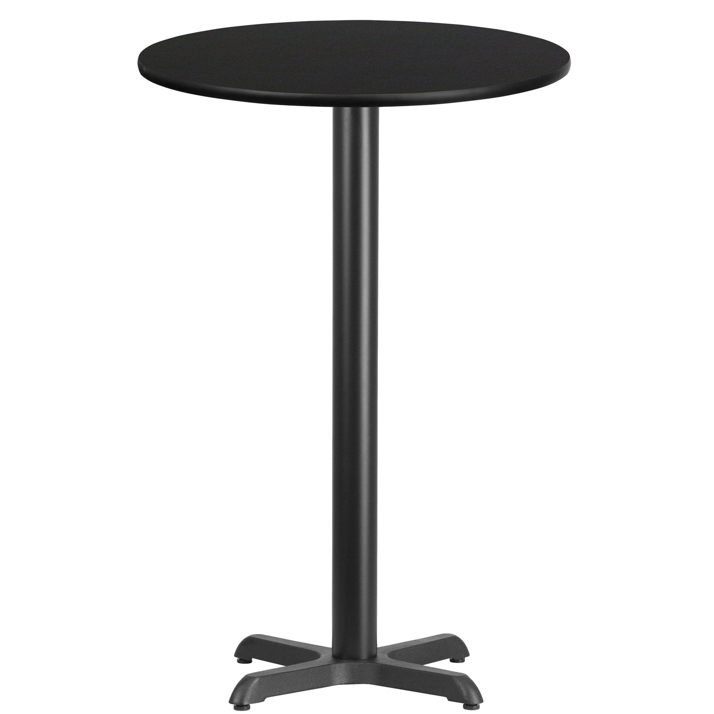 Stiles 24'' Round Black Laminate Table Top with 22'' x 22'' Bar Height Table Base Black