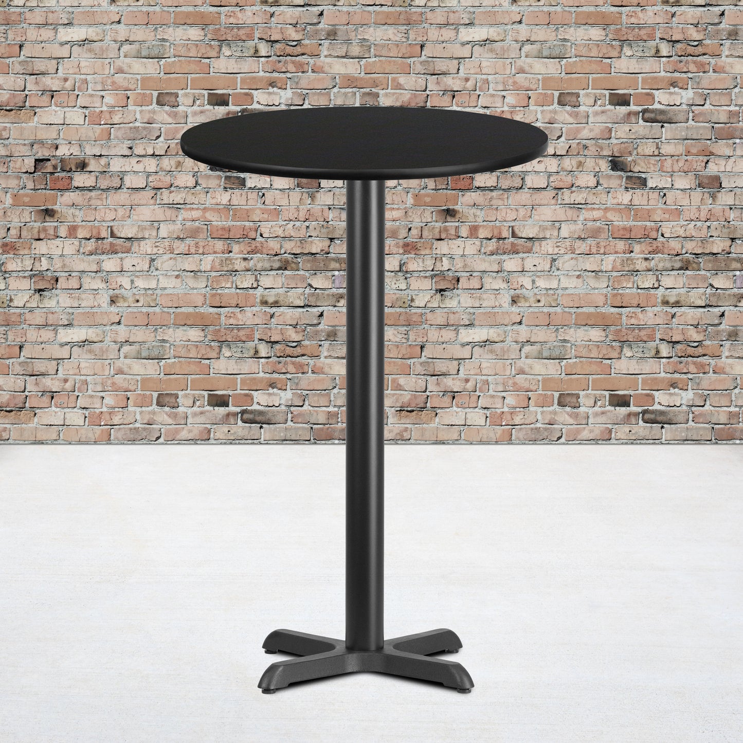 Stiles 24'' Round Black Laminate Table Top with 22'' x 22'' Bar Height Table Base Black