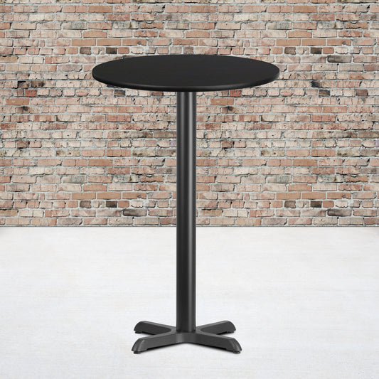 Stiles 24'' Round Black Laminate Table Top with 22'' x 22'' Bar Height Table Base Black
