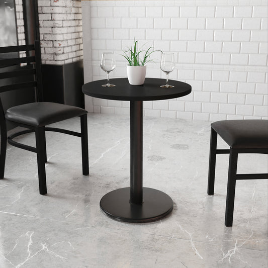 Stiles 24'' Round Black Laminate Table Top with 18'' Round Table Height Base Black