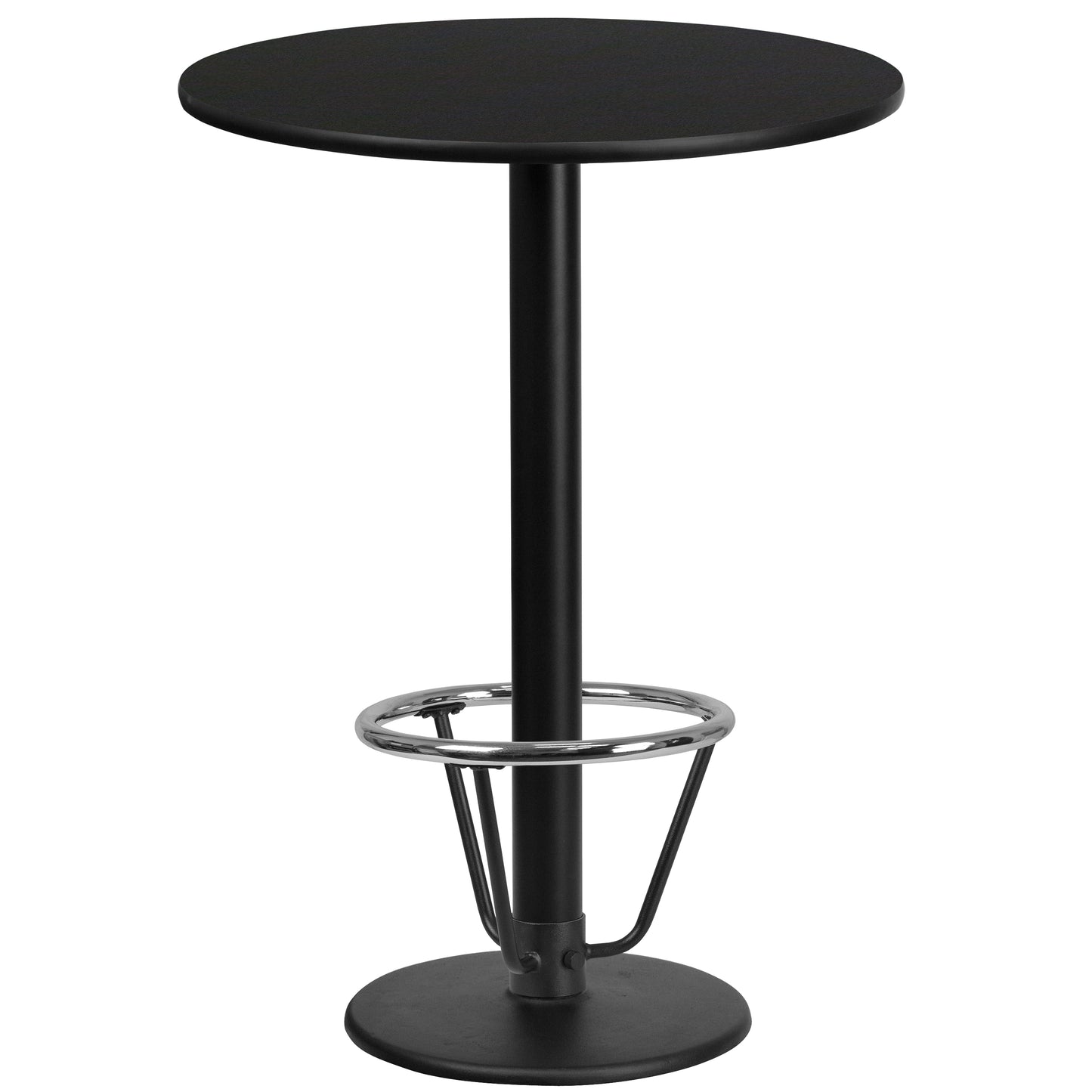 Stiles 24'' Round Black Laminate Table Top with 18'' Round Bar Height Table Base and Foot Ring Black