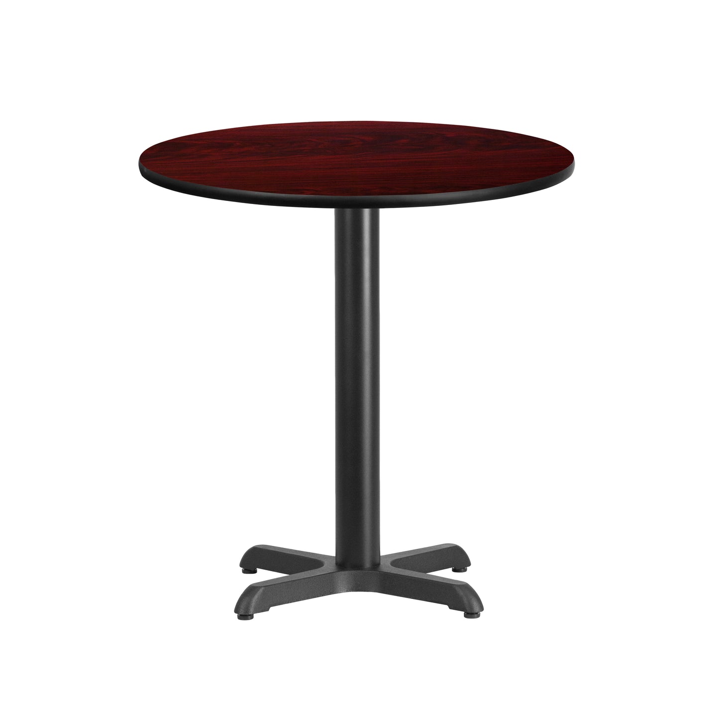 Graniss 24'' Round Mahogany Laminate Table Top with 22'' x 22'' Table Height Base Mahogany