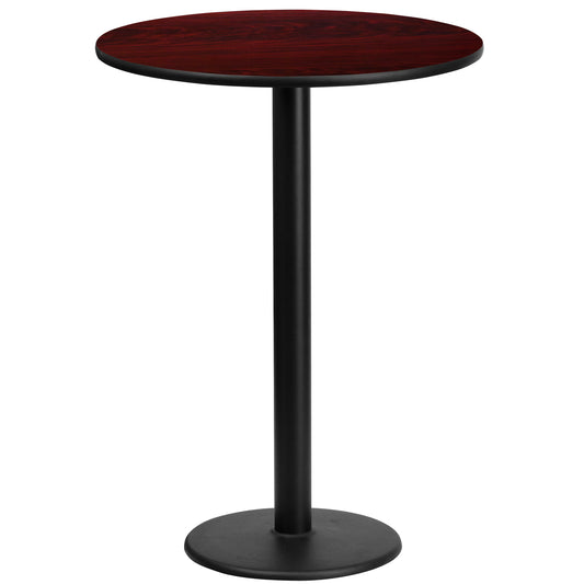 Stiles 24'' Round Mahogany Laminate Table Top with 18'' Round Bar Height Table Base Mahogany