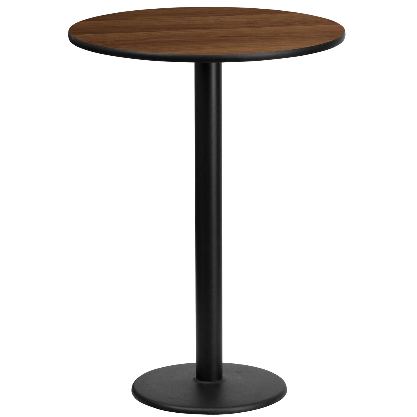 Stiles 24'' Round Walnut Laminate Table Top with 18'' Round Bar Height Table Base Walnut