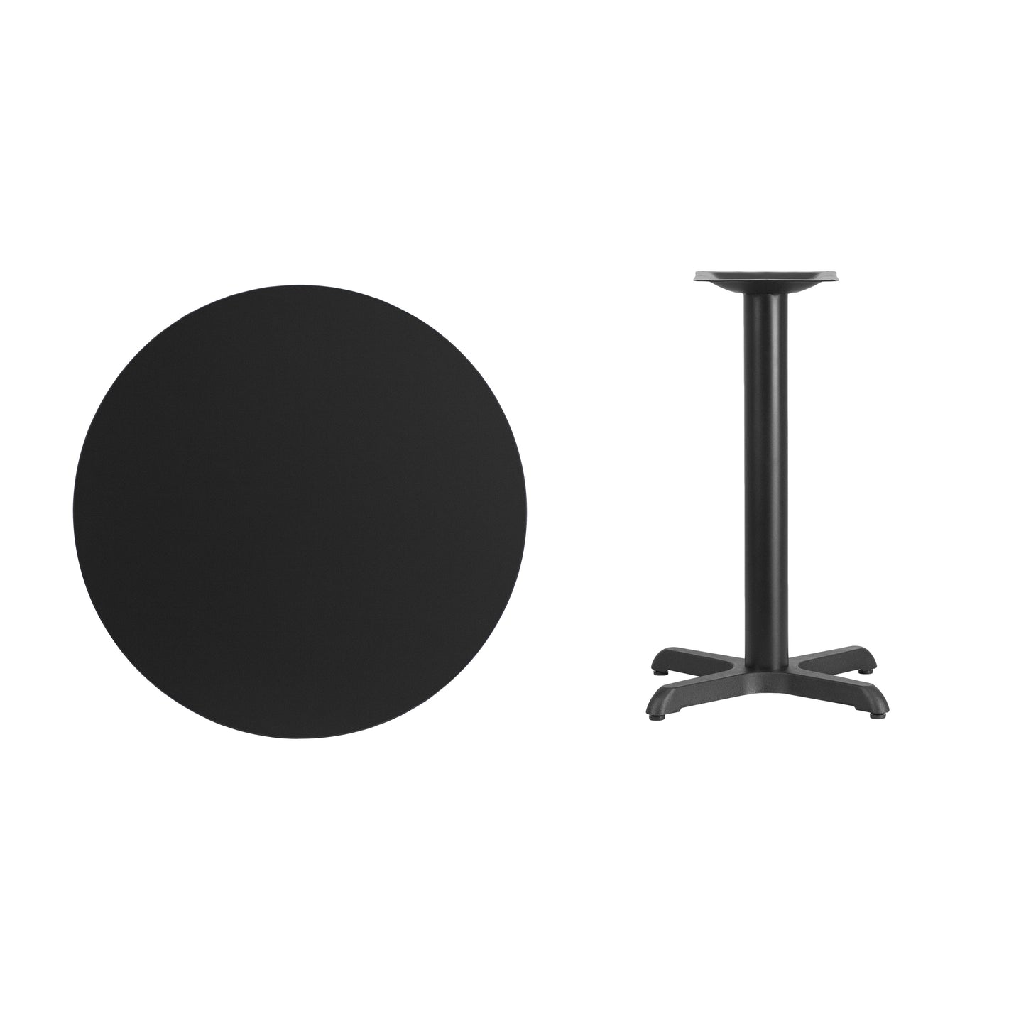 Stiles 30'' Round Black Laminate Table Top with 22'' x 22'' Table Height Base Black