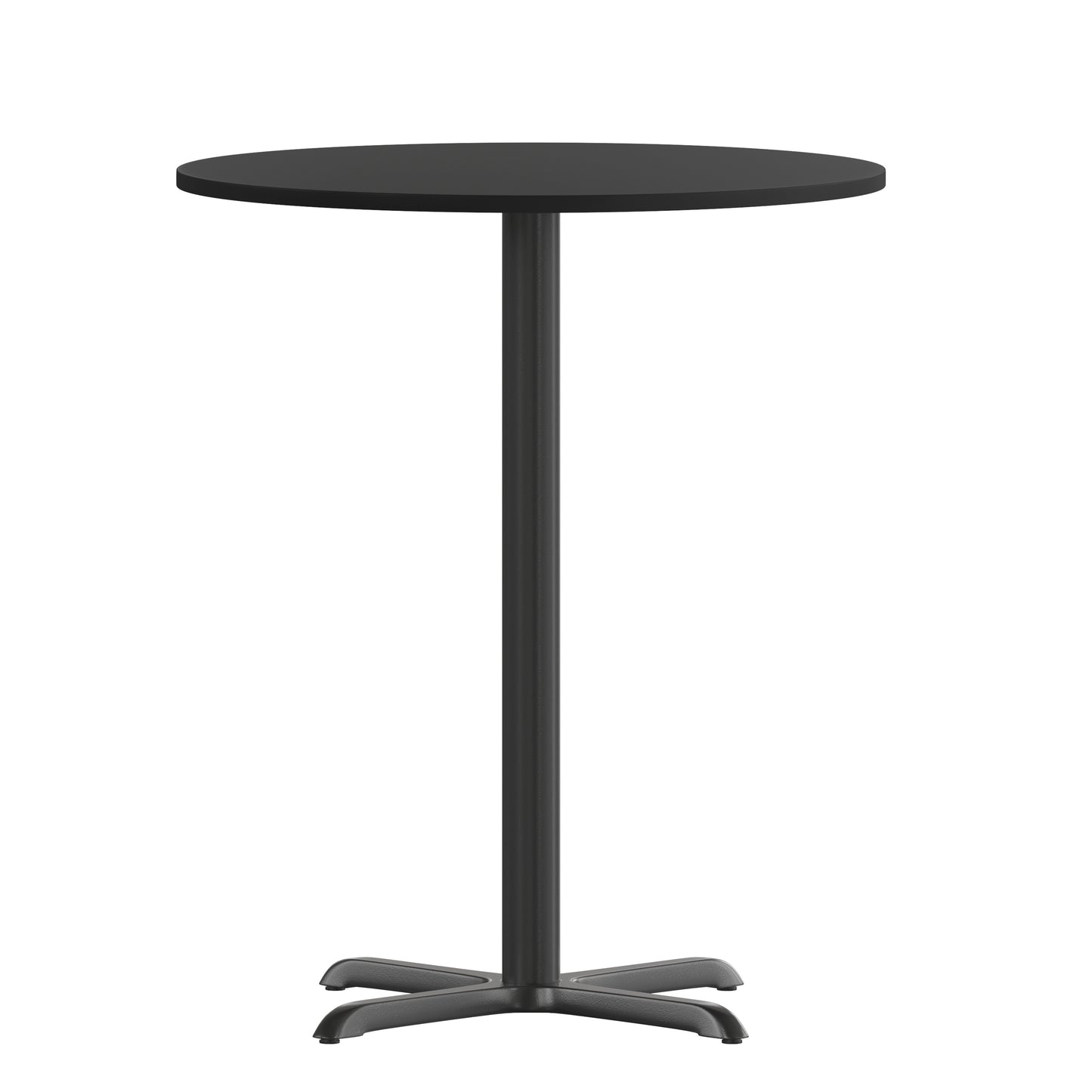 Stiles 30'' Round Black Laminate Table Top with 22'' x 22'' Bar Height Table Base Black
