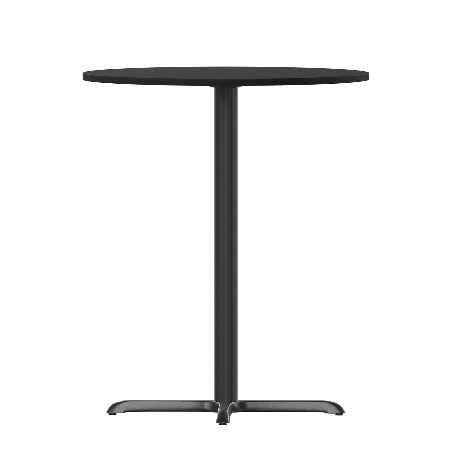 Stiles 30'' Round Black Laminate Table Top with 22'' x 22'' Bar Height Table Base Black