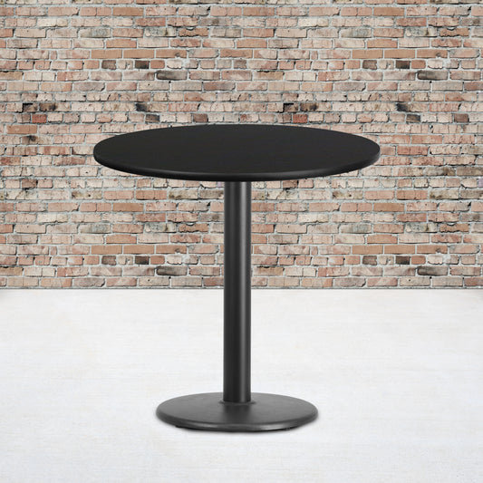 Stiles 30'' Round Black Laminate Table Top with 18'' Round Table Height Base Black