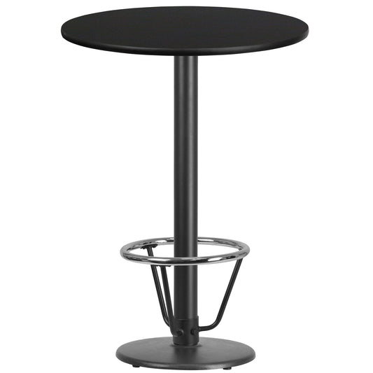 Stiles 30'' Round Black Laminate Table Top with 18'' Round Bar Height Table Base and Foot Ring Black