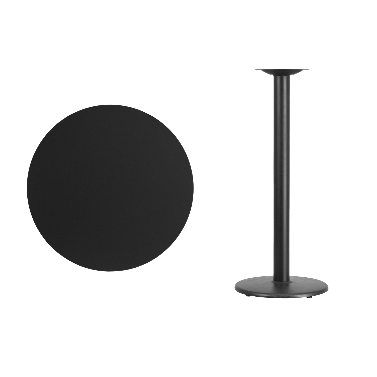 Stiles 30'' Round Black Laminate Table Top with 18'' Round Bar Height Table Base Black