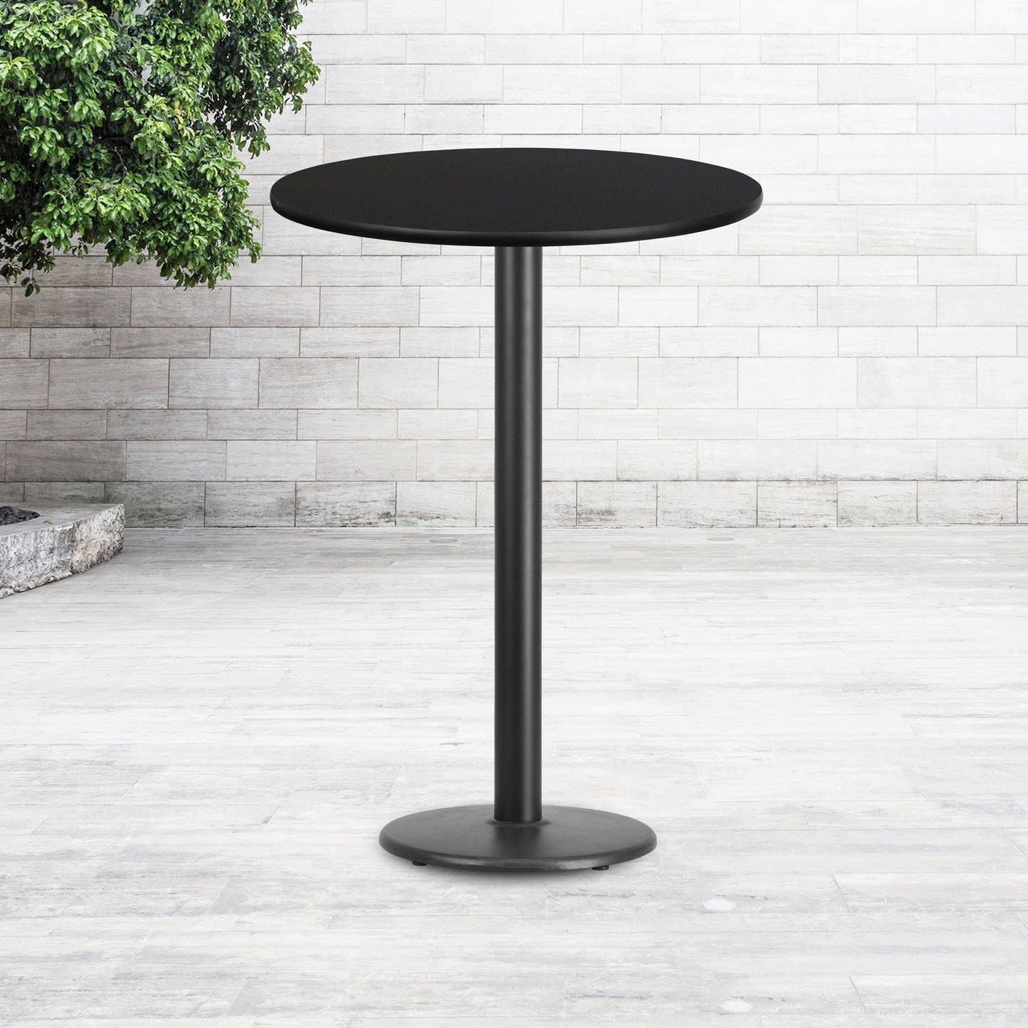 Stiles 30'' Round Black Laminate Table Top with 18'' Round Bar Height Table Base Black