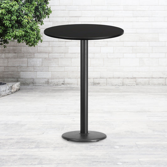 Stiles 30'' Round Black Laminate Table Top with 18'' Round Bar Height Table Base Black