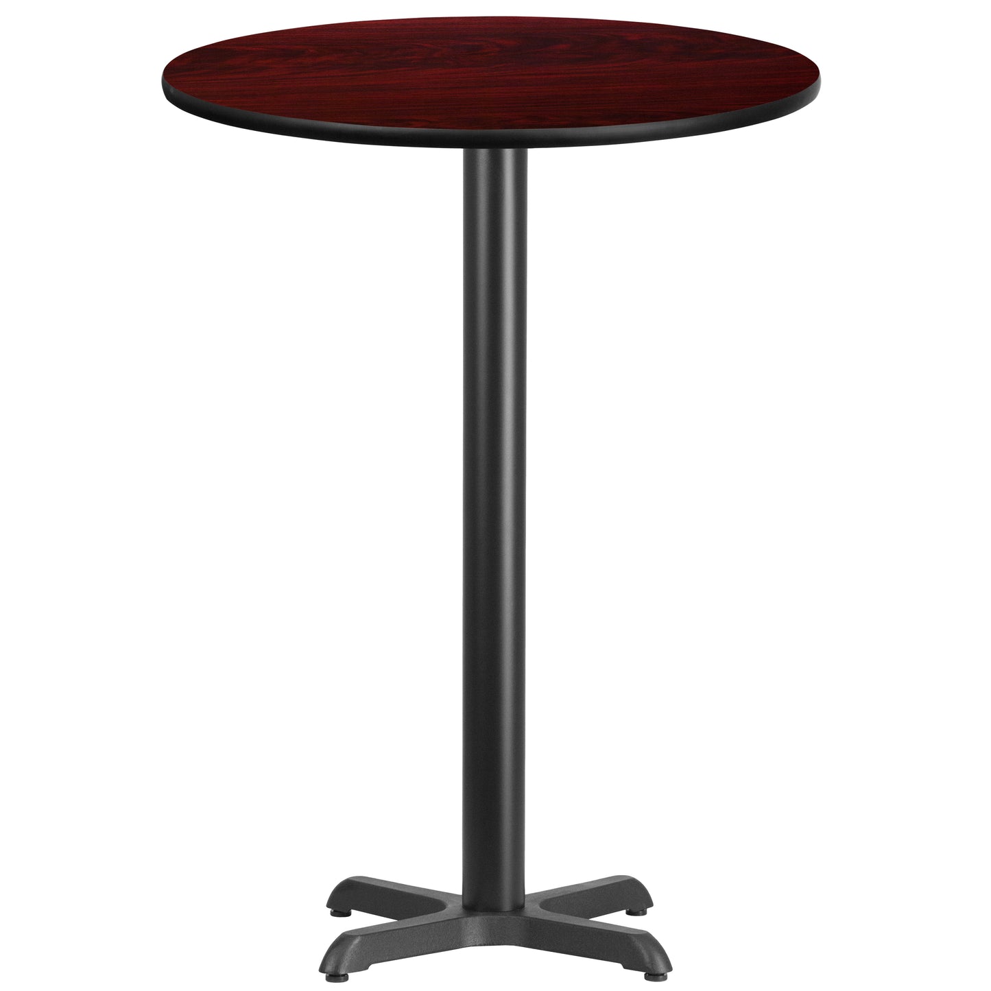 Stiles 30'' Round Mahogany Laminate Table Top with 22'' x 22'' Bar Height Table Base Mahogany