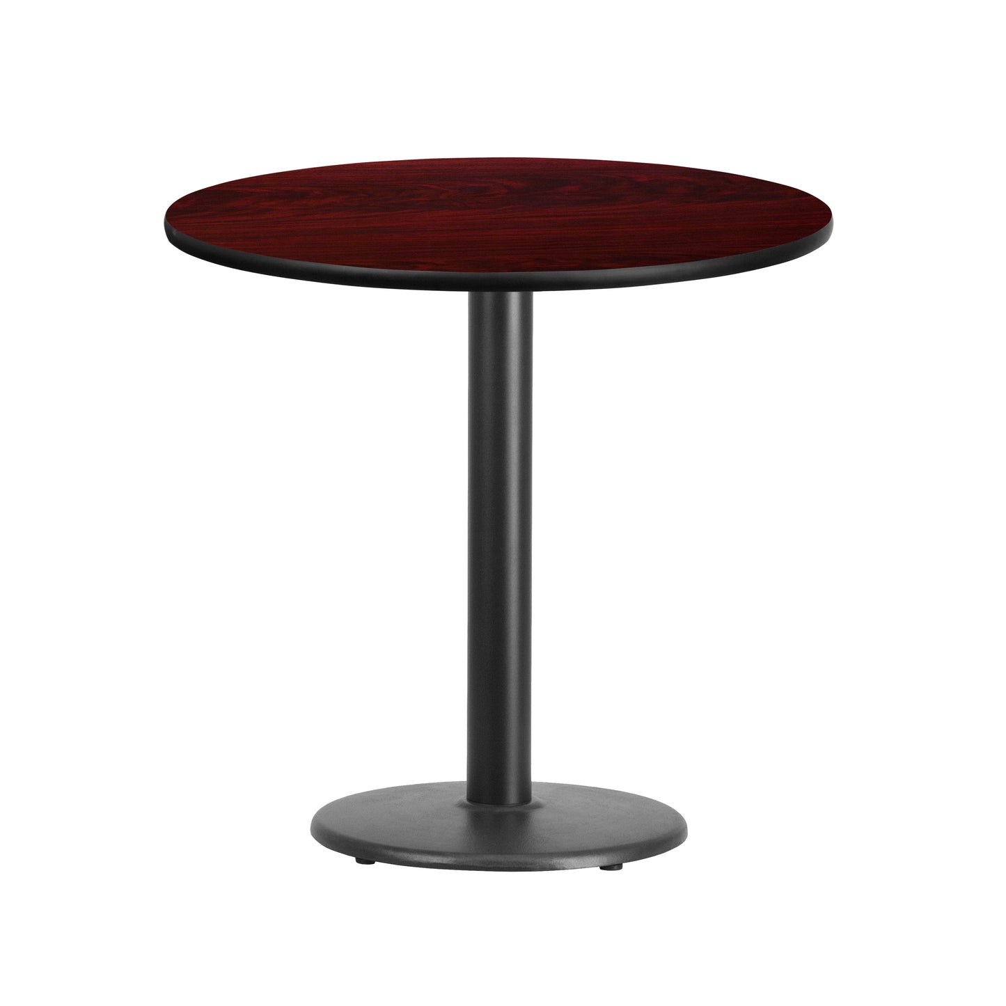 Graniss 30'' Round Mahogany Laminate Table Top with 18'' Round Table Height Base Mahogany