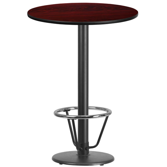 Stiles 30'' Round Mahogany Laminate Table Top with 18'' Round Bar Height Table Base and Foot Ring Mahogany