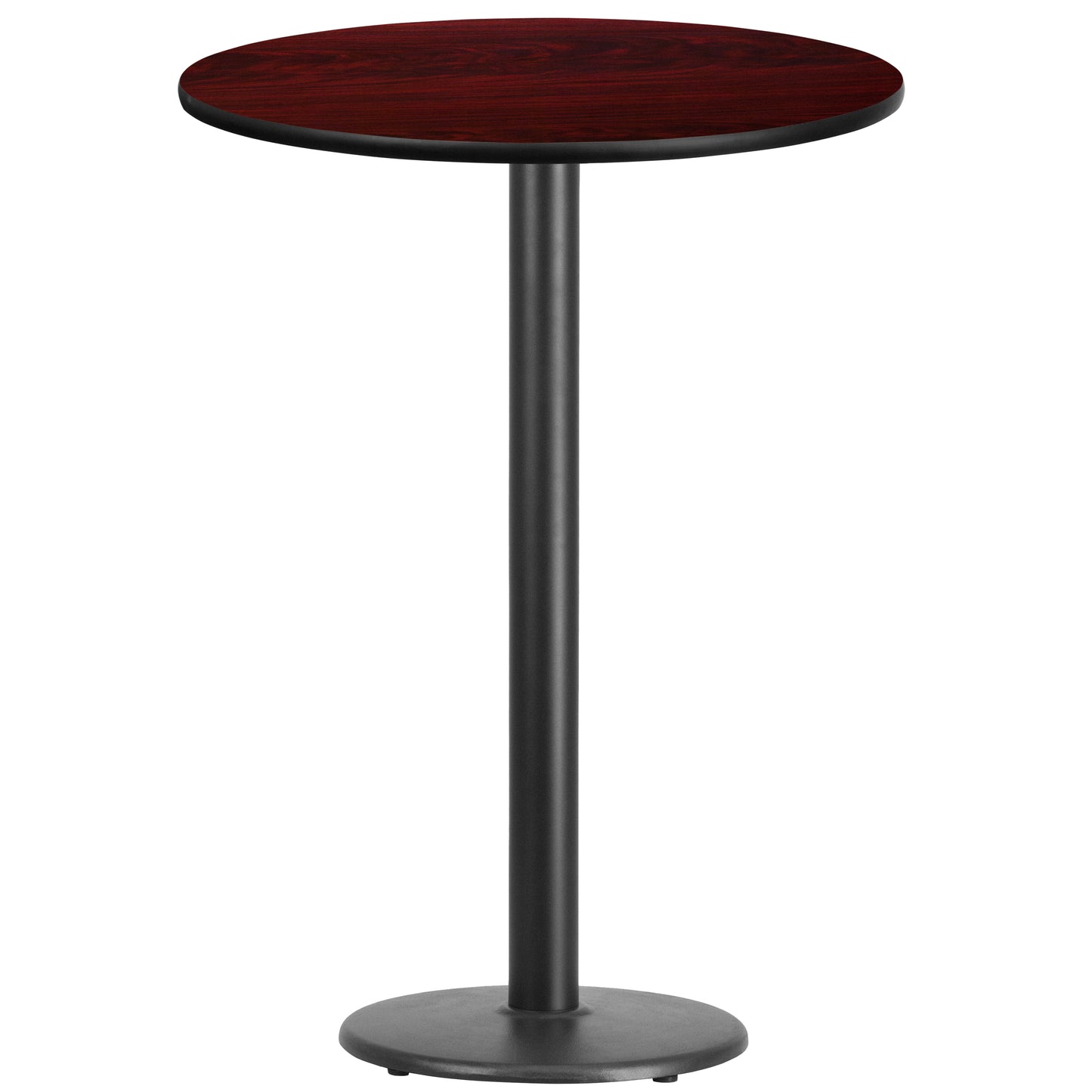 Stiles 30'' Round Mahogany Laminate Table Top with 18'' Round Bar Height Table Base Mahogany