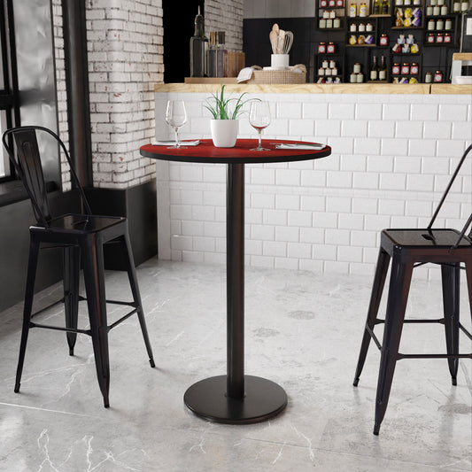 Stiles 30'' Round Mahogany Laminate Table Top with 18'' Round Bar Height Table Base Mahogany