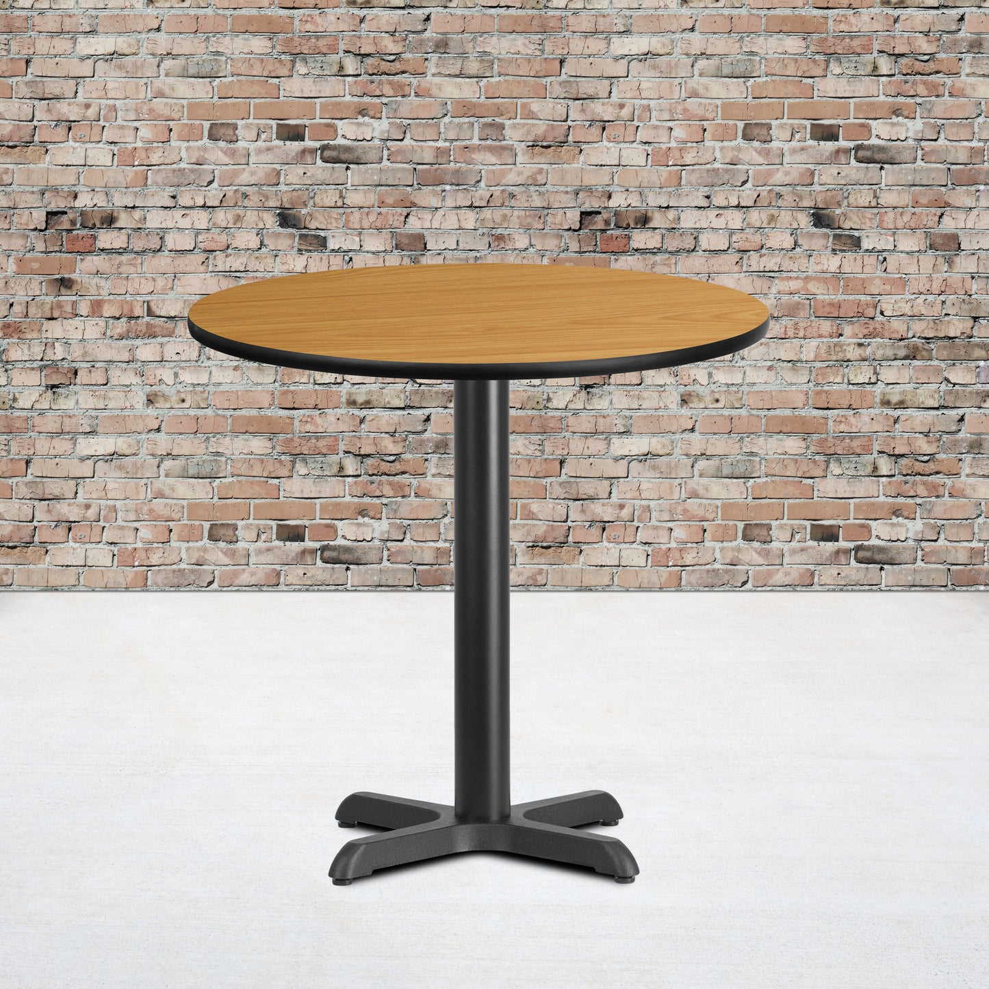 Graniss 30'' Round Natural Laminate Table Top with 22'' x 22'' Table Height Base Natural