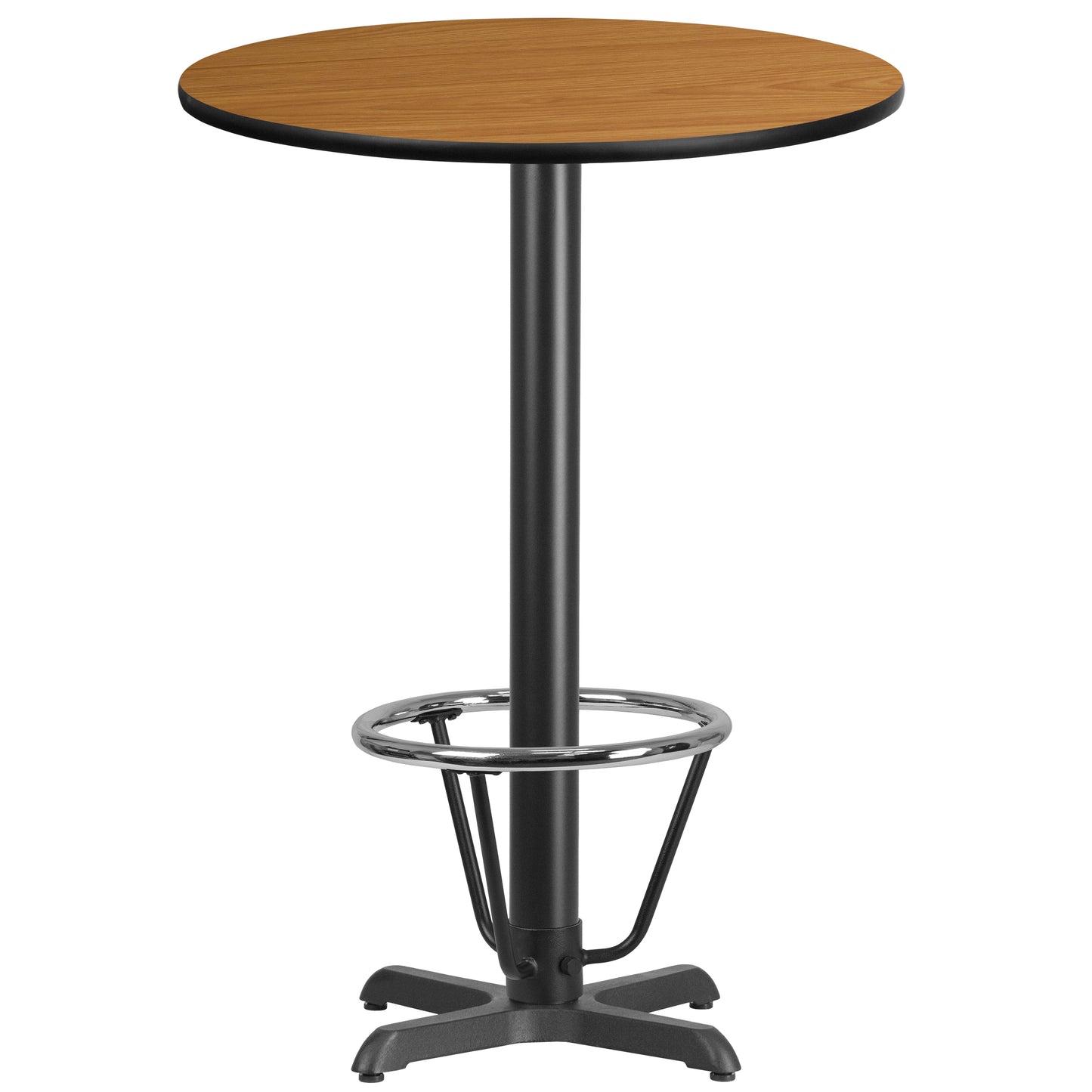 Stiles 30'' Round Natural Laminate Table Top with 22'' x 22'' Bar Height Table Base and Foot Ring Natural