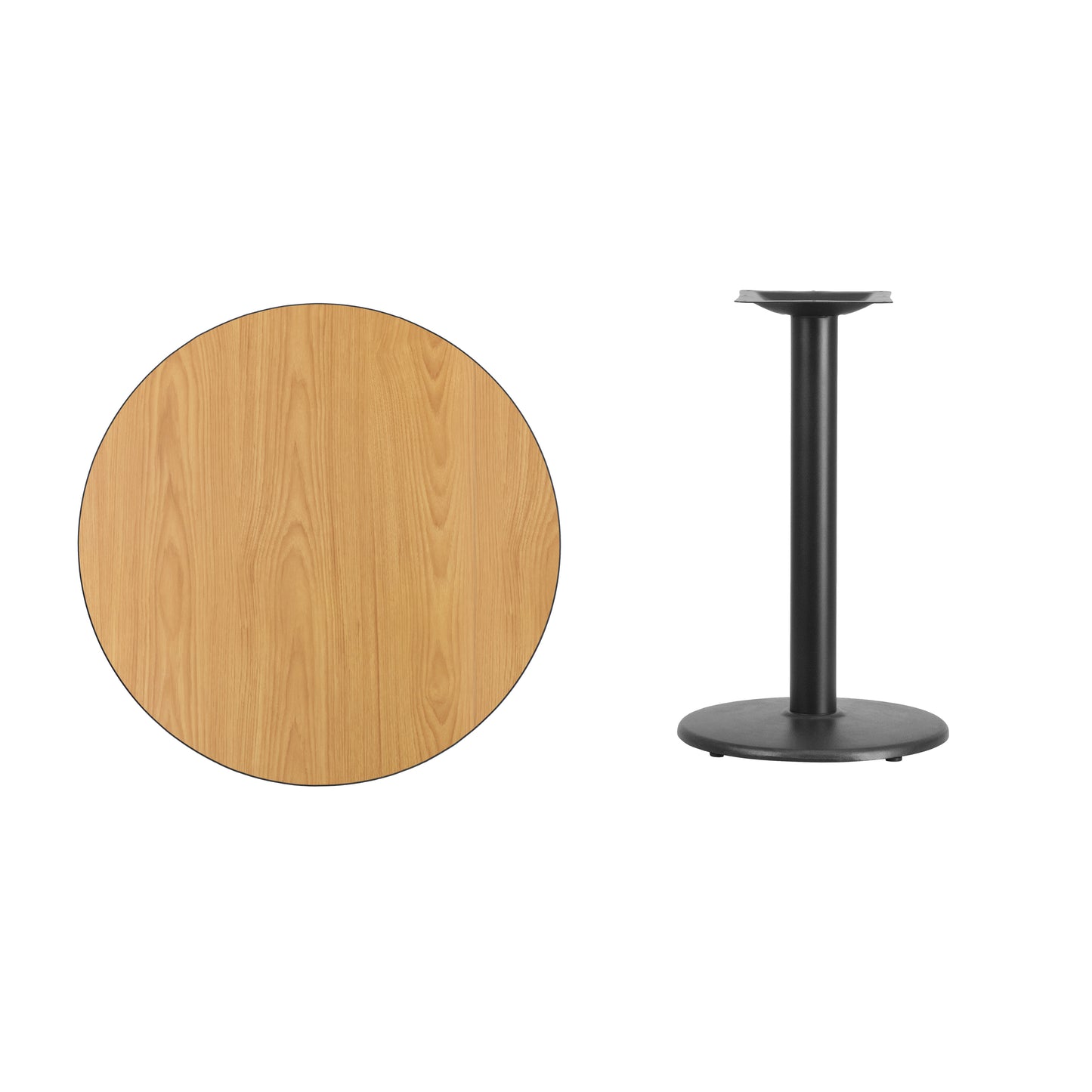 Graniss 30'' Round Natural Laminate Table Top with 18'' Round Table Height Base Natural