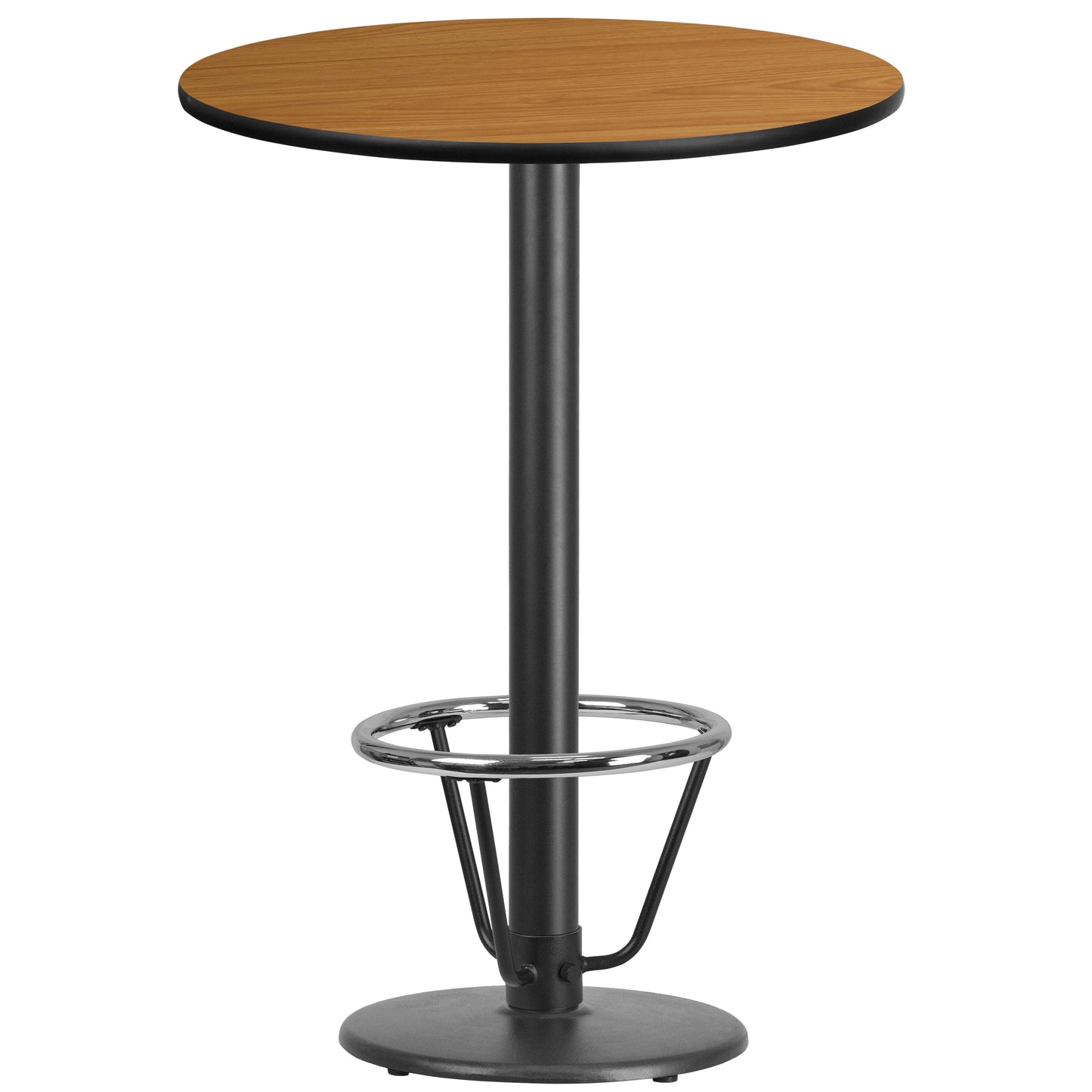 Stiles 30'' Round Natural Laminate Table Top with 18'' Round Bar Height Table Base and Foot Ring Natural