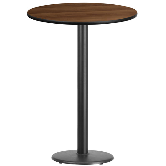 Stiles 30'' Round Walnut Laminate Table Top with 18'' Round Bar Height Table Base Walnut