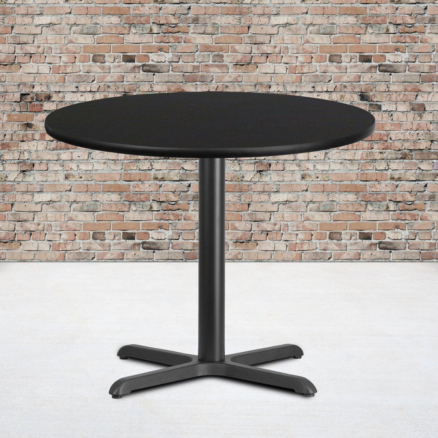 Stiles 36'' Round Black Laminate Table Top with 30'' x 30'' Table Height Base Black