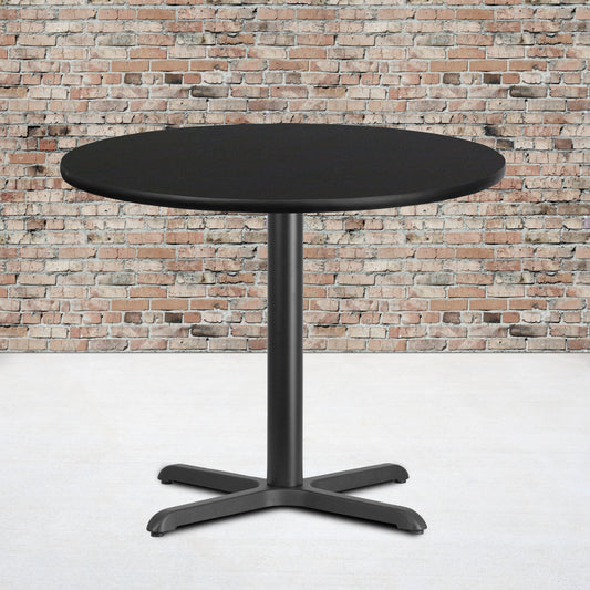 Stiles 36'' Round Black Laminate Table Top with 30'' x 30'' Table Height Base Black