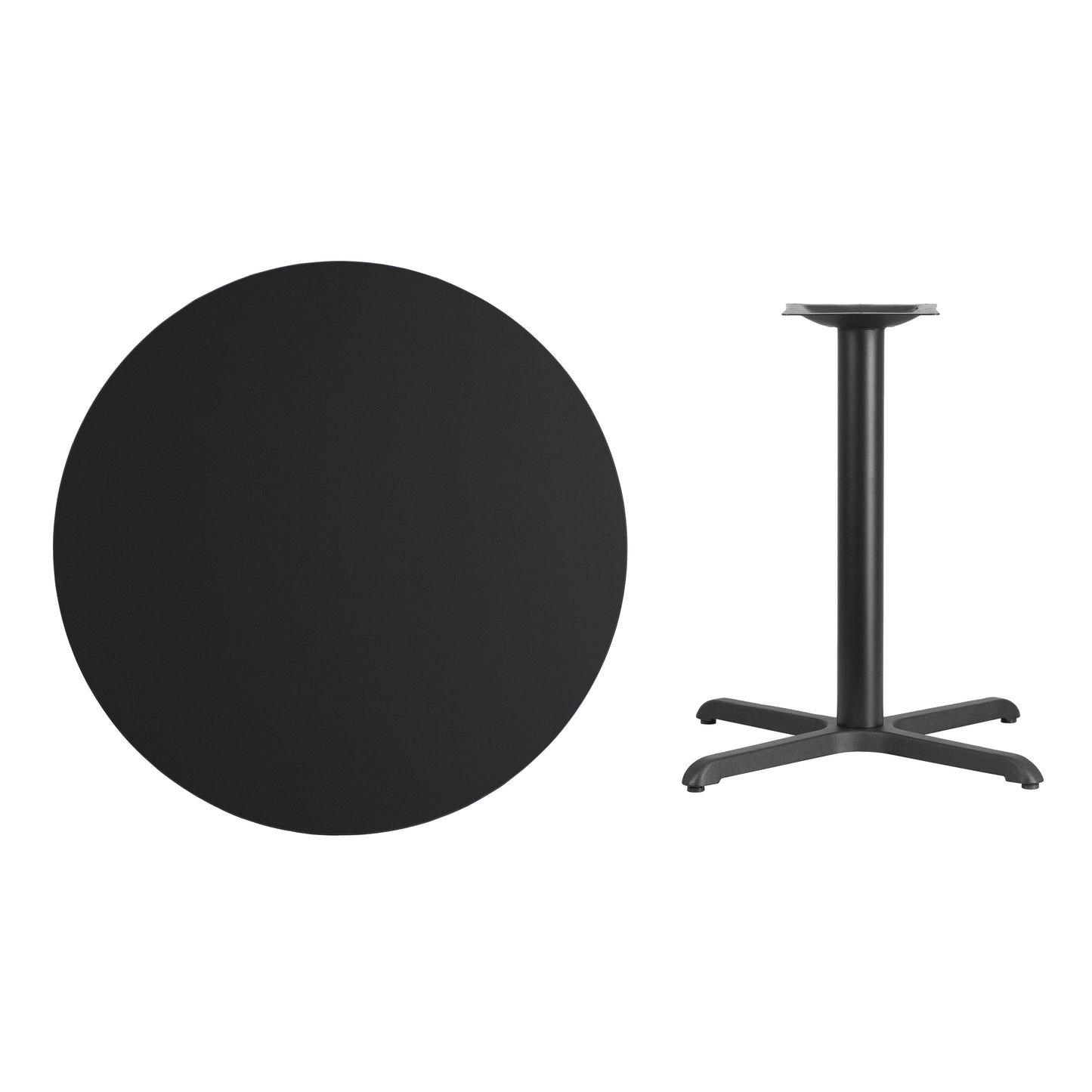 Stiles 36'' Round Black Laminate Table Top with 30'' x 30'' Table Height Base Black