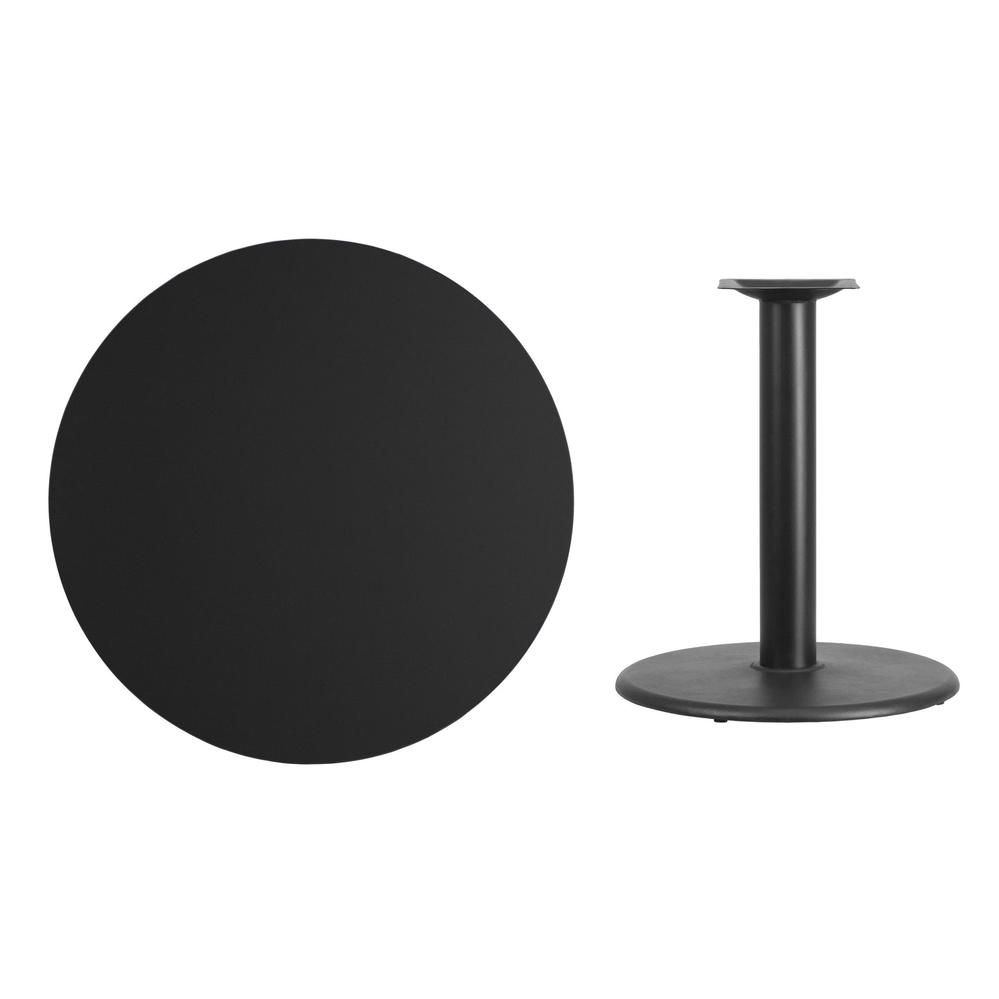 Stiles 36'' Round Black Laminate Table Top with 24'' Round Table Height Base Black