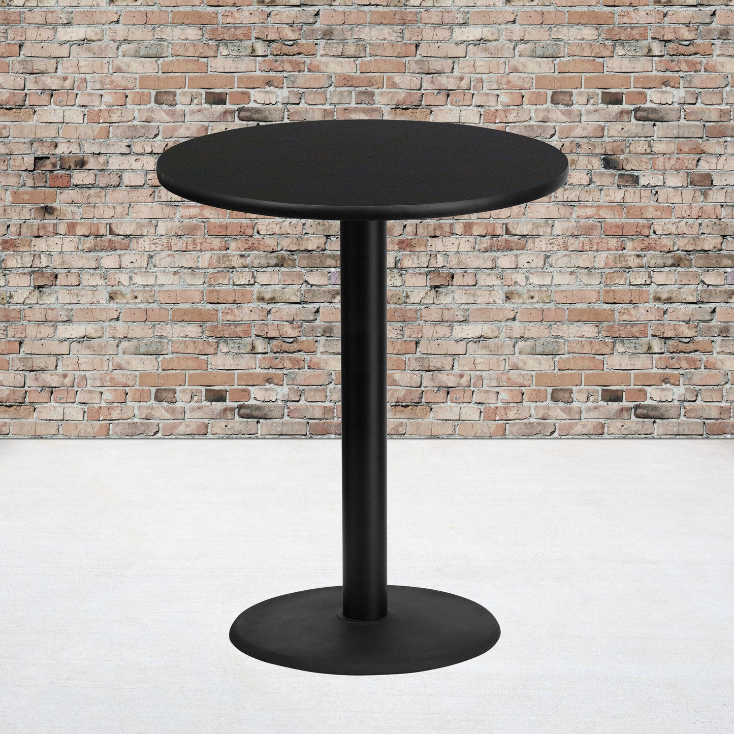 Stiles 36'' Round Black Laminate Table Top with 24'' Round Bar Height Table Base Black