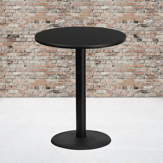 Stiles 36'' Round Black Laminate Table Top with 24'' Round Bar Height Table Base Black