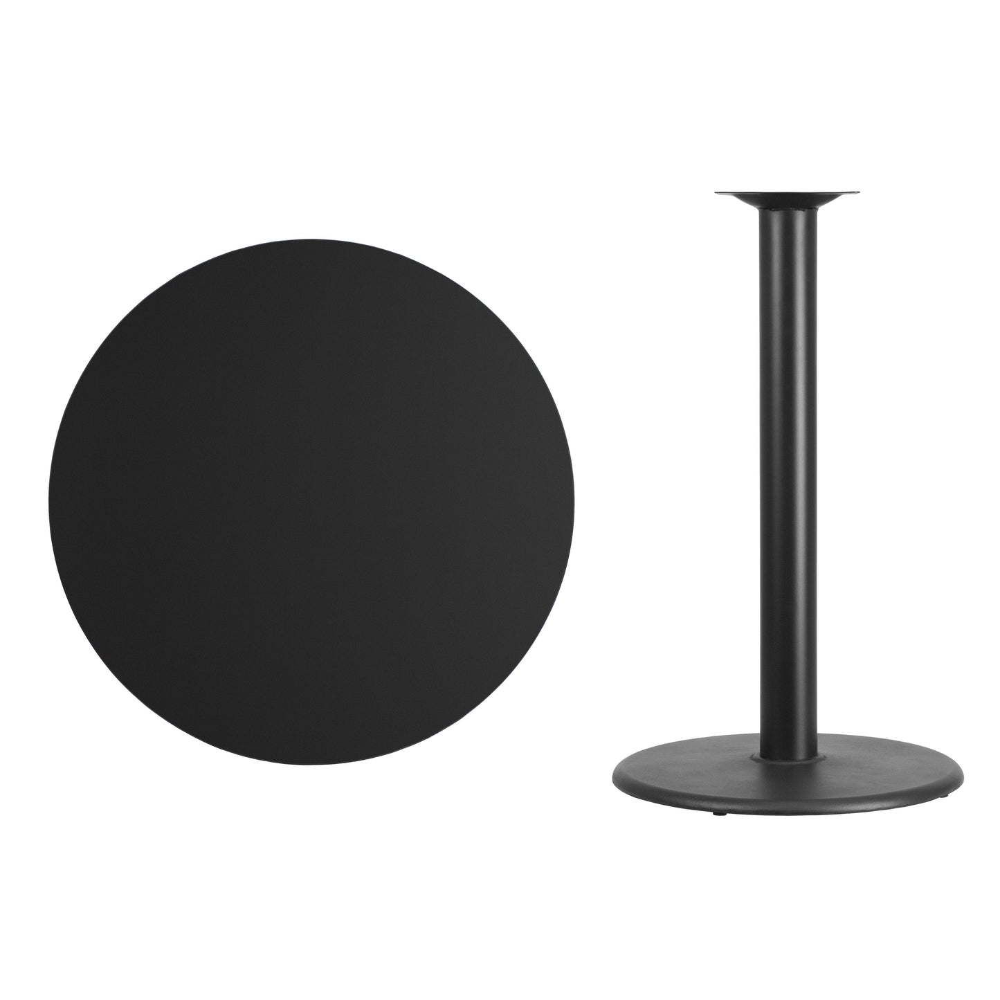 Stiles 36'' Round Black Laminate Table Top with 24'' Round Bar Height Table Base Black