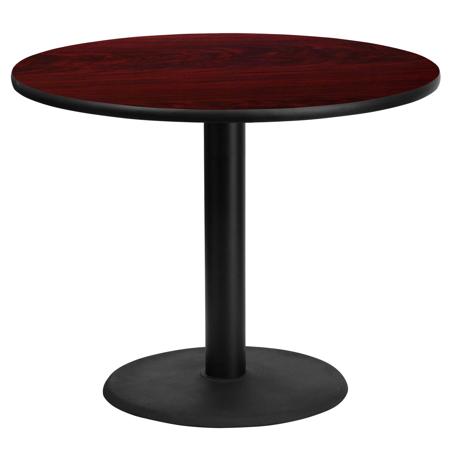 Graniss 36'' Round Mahogany Laminate Table Top with 24'' Round Table Height Base Mahogany