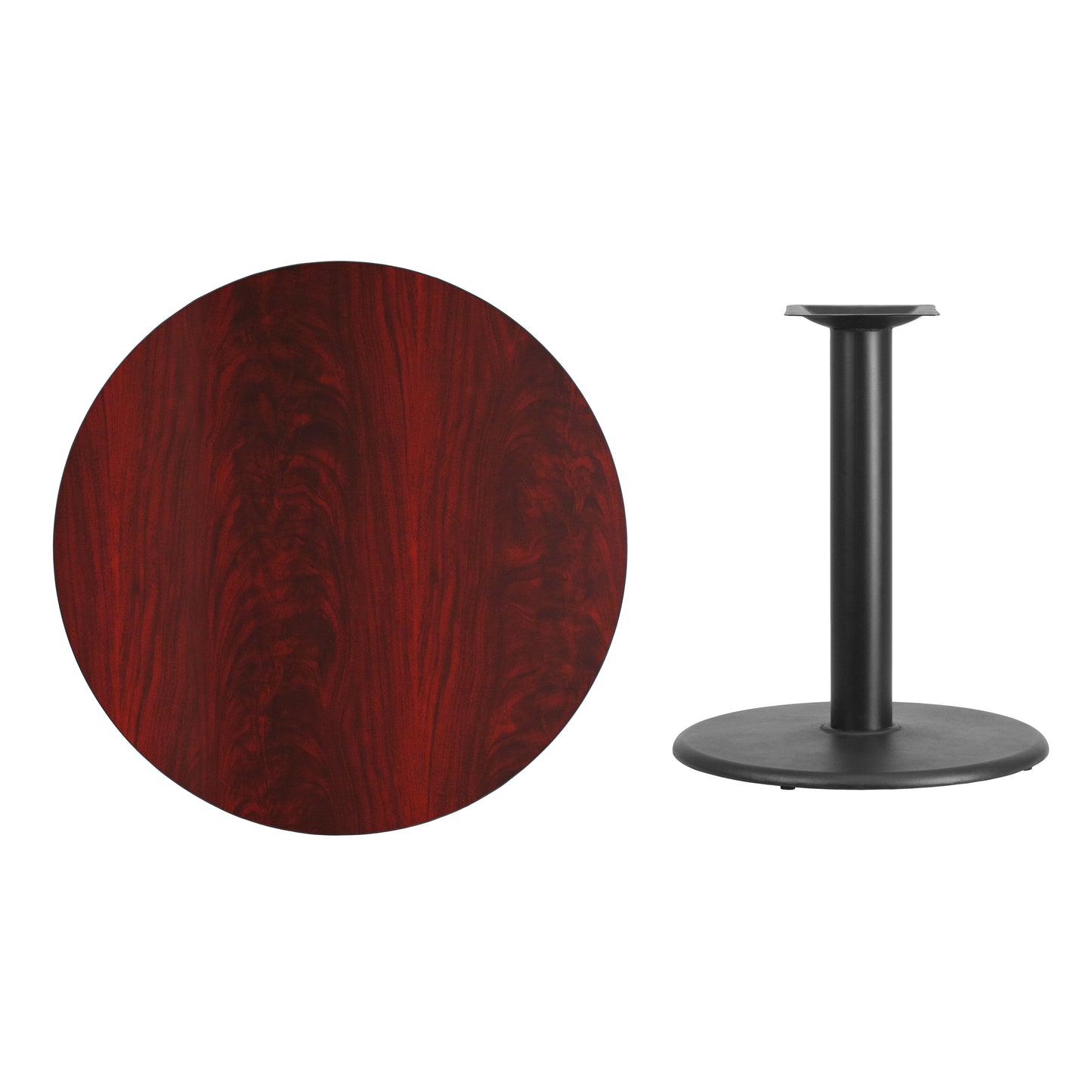 Graniss 36'' Round Mahogany Laminate Table Top with 24'' Round Table Height Base Mahogany