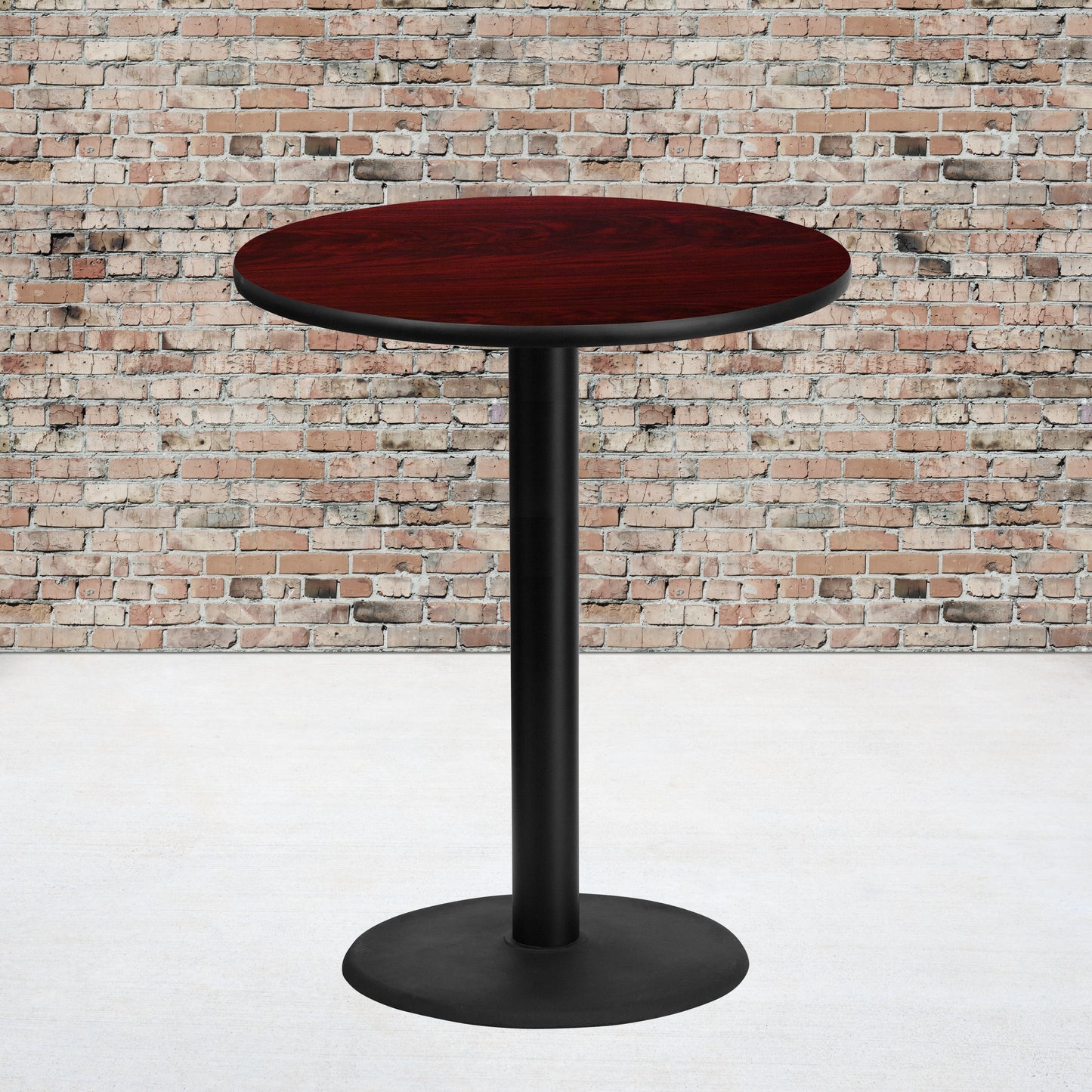 Stiles 36'' Round Mahogany Laminate Table Top with 24'' Round Bar Height Table Base Mahogany