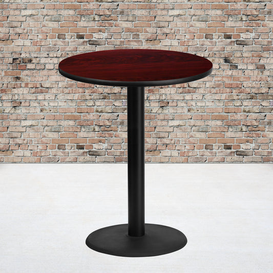 Stiles 36'' Round Mahogany Laminate Table Top with 24'' Round Bar Height Table Base Mahogany
